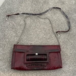 White House Black Market Red Crocodile Effect Clutch Bag